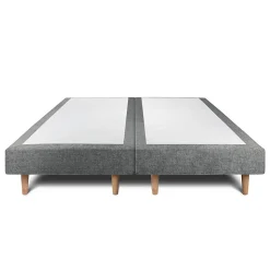 Lit avec tête de lit capitonnée tissu et sommier tapissier - Lit en bois massif