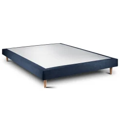 Lit avec tête de lit capitonnée tissu et sommier tapissier - Lit en bois massif