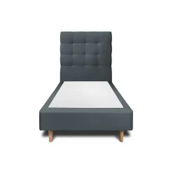 Lit avec tête de lit capitonnée velours et sommier - Lit en bois massif