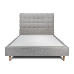 Lit avec tête de lit capitonnée et sommier tapissier - Lit en bois massif