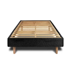 Lit avec tête de lit capitonnée et sommier kit - Lit en bois massif