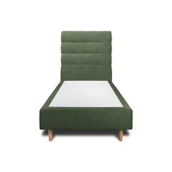 Lit avec tête de lit capitonnée tissu et sommier tapissier - Lit en bois massif