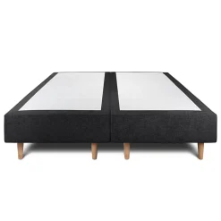 Lit avec tête de lit capitonnée tissu et sommier tapissier - Lit en bois massif