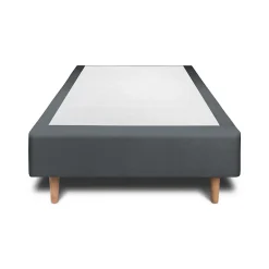 Lit avec tête de lit capitonnée velours et sommier - Lit en bois massif