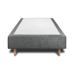 Lit avec tête de lit capitonnée tissu et sommier tapissier - Lit en bois massif