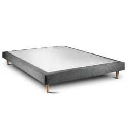 Lit avec tête de lit capitonnée tissu et sommier tapissier - Lit en bois massif