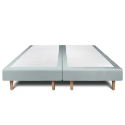 Lit avec tête de lit capitonnée velours et sommier - Lit en bois massif