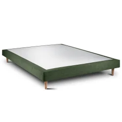 Lit avec tête de lit capitonnée tissu et sommier tapissier - Lit en bois massif