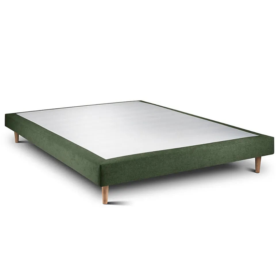 Lit avec tête de lit capitonnée tissu et sommier tapissier - Lit en bois massif