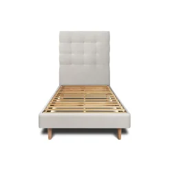 Lit avec tête de lit capitonnée velours et sommier kit - Lit en bois massif