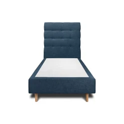 Lit avec tête de lit capitonnée tissu et sommier tapissier - Lit en bois massif