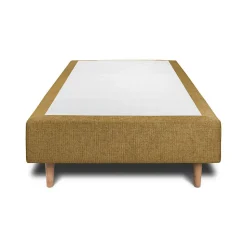 Lit avec tête de lit capitonnée tissu et sommier tapissier - Lit en bois massif