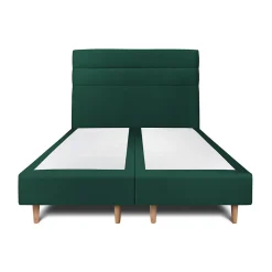 Lit avec tête de lit lignes velours et sommier tapissier - Lit en bois massif