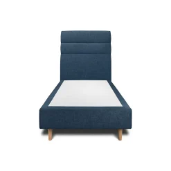 Lit avec tête de lit lignes tissu et sommier tapissier - Lit en bois massif