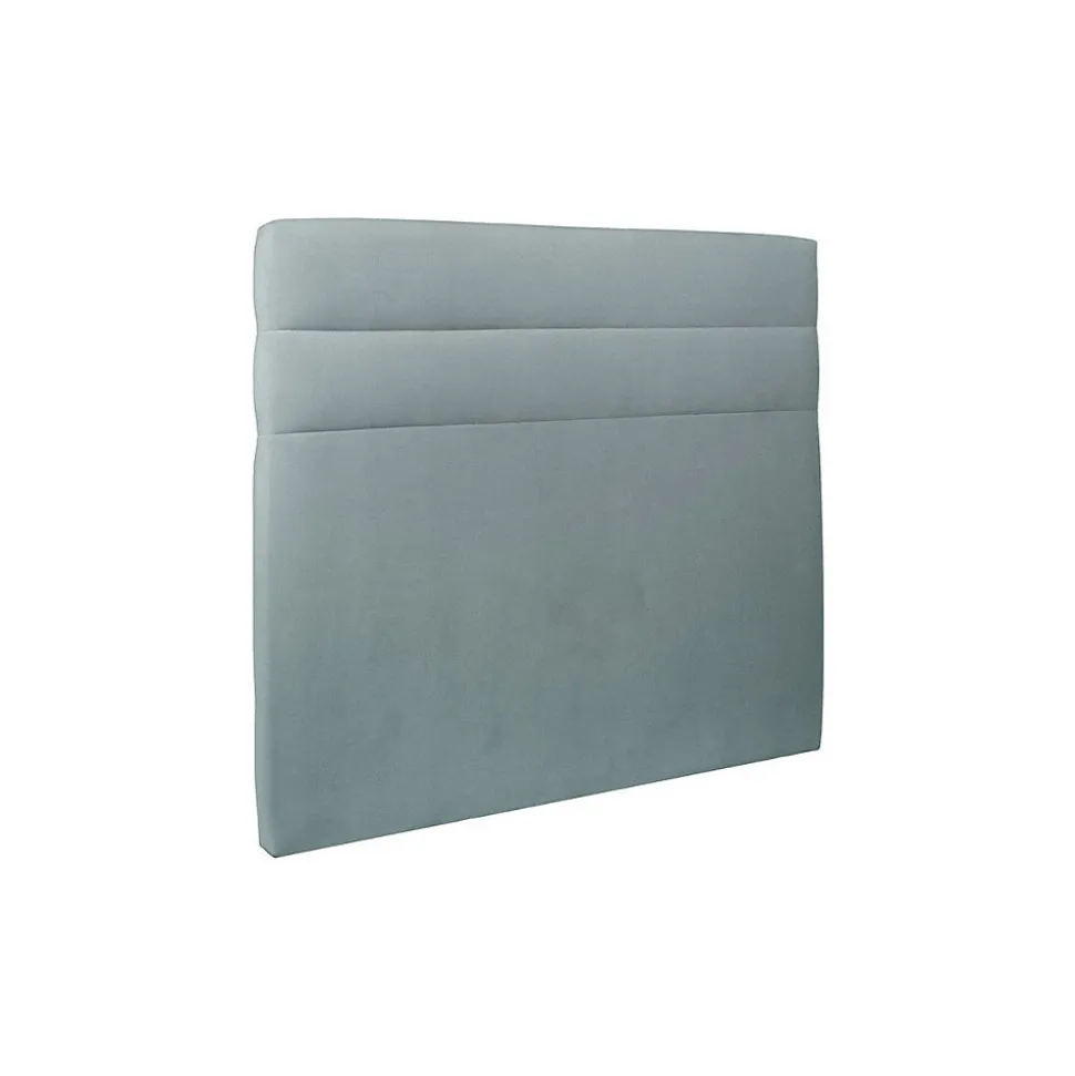 Lit avec tête de lit lignes velours et sommier tapissier - Lit en bois massif