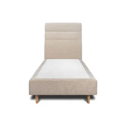 Lit avec tête de lit lignes tissu et sommier tapissier - Lit en bois massif