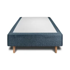 Lit avec tête de lit lignes bouclette et sommier tapissier - Lit en bois massif