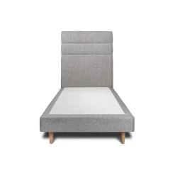 Lit avec tête de lit lignes bouclette et sommier tapissier - Lit en bois massif