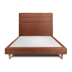 Lit avec tête de lit lignes bouclette et sommier tapissier - Lit en bois massif