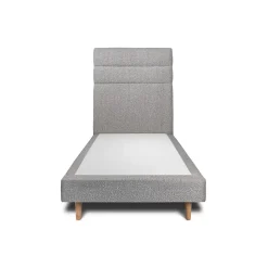 Lit avec tête de lit lignes bouclette et sommier tapissier - Lit en bois massif