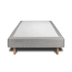 Lit avec tête de lit lignes bouclette et sommier tapissier - Lit en bois massif