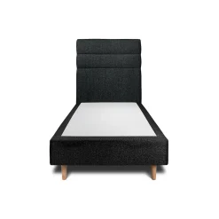 Lit avec tête de lit lignes bouclette et sommier tapissier - Lit en bois massif