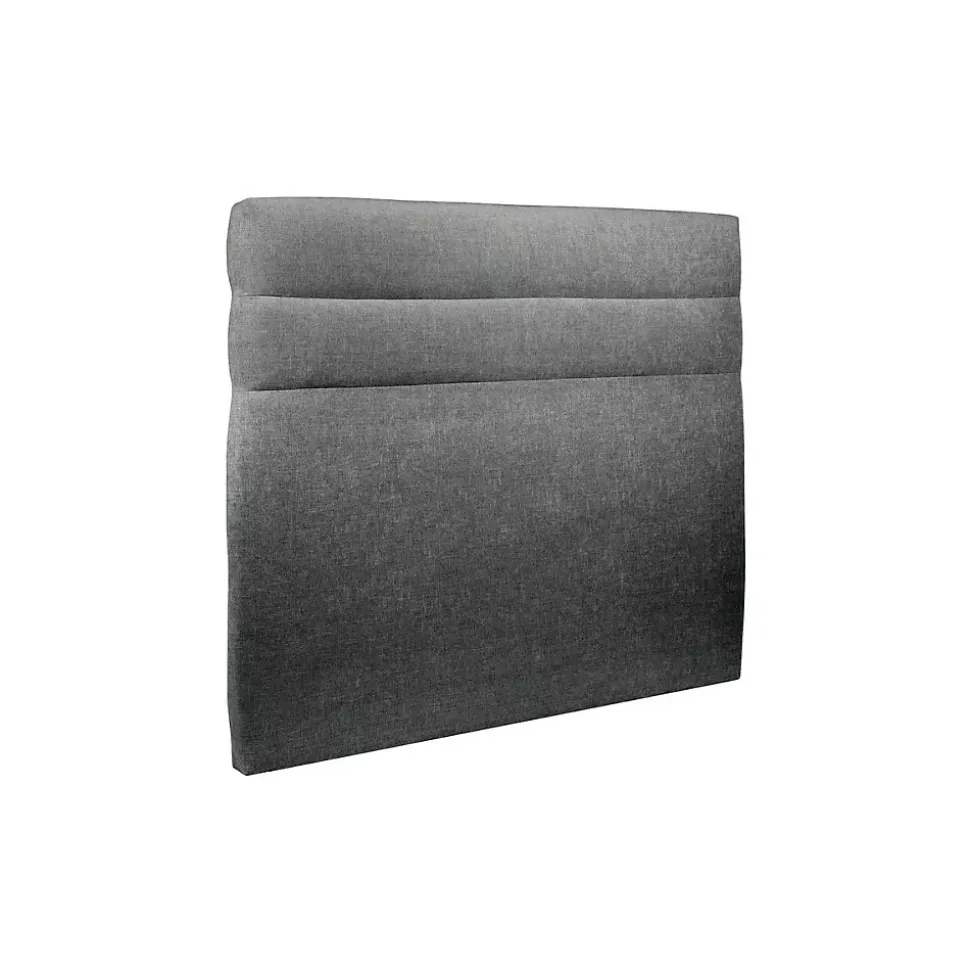 Lit avec tête de lit lignes tissu et sommier tapissier - Lit en bois massif