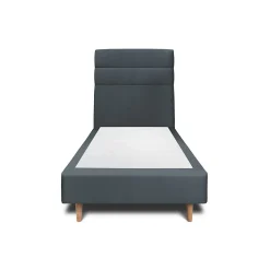 Lit avec tête de lit lignes velours et sommier tapissier - Lit en bois massif