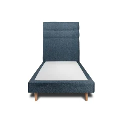 Lit avec tête de lit lignes bouclette et sommier tapissier - Lit en bois massif