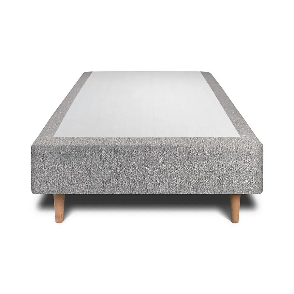 Lit avec tête de lit lignes bouclette et sommier tapissier - Lit en bois massif