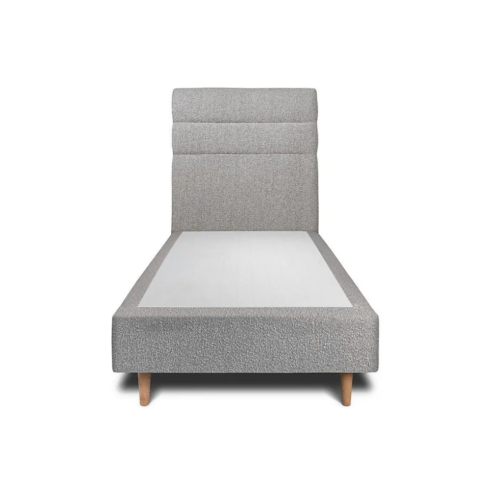 Lit avec tête de lit lignes bouclette et sommier tapissier - Lit en bois massif