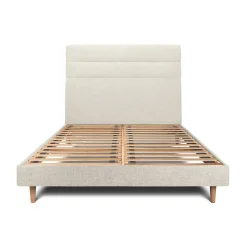 Lit avec tête de lit lignes tissu et sommier kit - Lit en bois massif