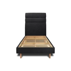 Lit avec tête de lit lignes tissu et sommier kit - Lit en bois massif