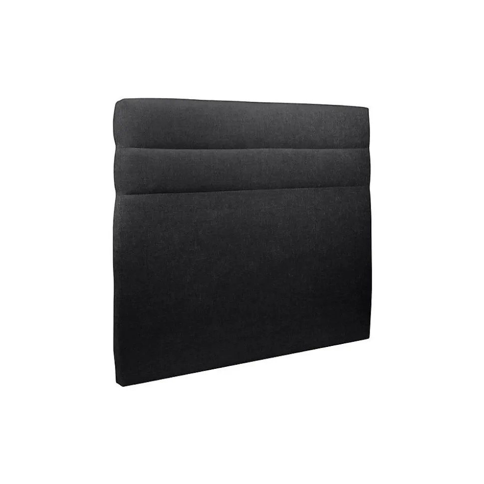 Lit avec tête de lit lignes tissu et sommier tapissier - Lit en bois massif