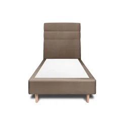 Lit avec tête de lit lignes velours et sommier tapissier - Lit en bois massif