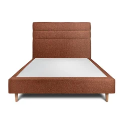 Lit avec tête de lit lignes bouclette et sommier tapissier - Lit en bois massif