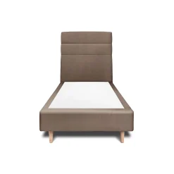 Lit avec tête de lit lignes velours et sommier tapissier - Lit en bois massif