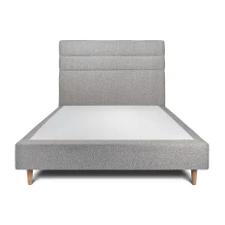 Lit avec tête de lit lignes bouclette et sommier tapissier - Lit en bois massif