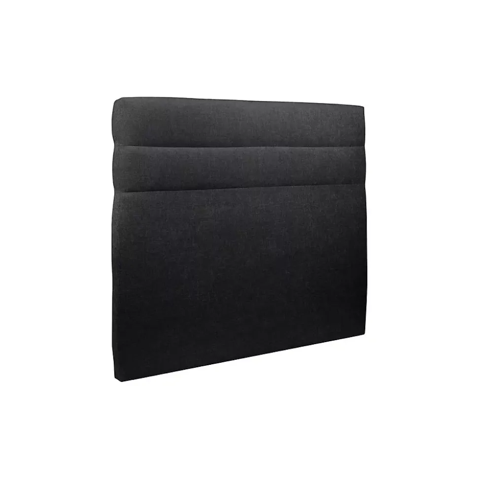 Lit avec tête de lit lignes tissu et sommier tapissier - Lit en bois massif