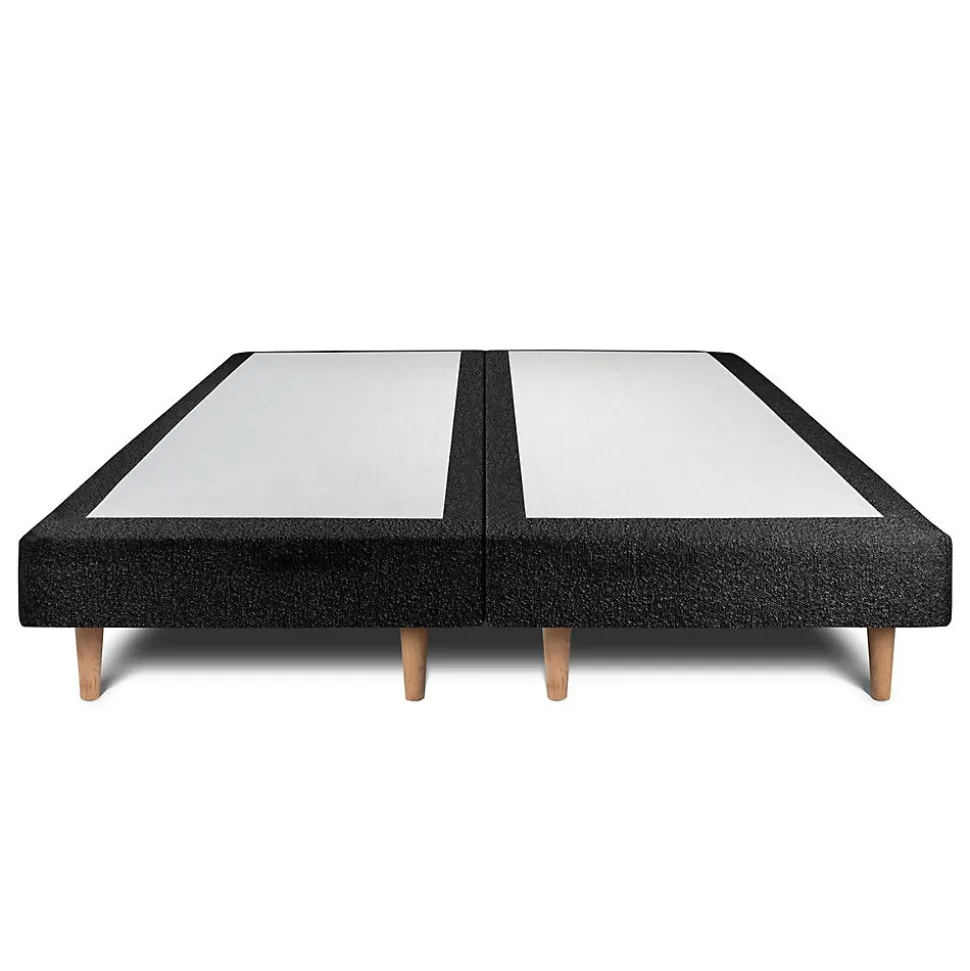 Lit avec tête de lit lignes bouclette et sommier tapissier - Lit en bois massif