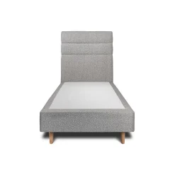 Lit avec tête de lit lignes bouclette et sommier tapissier - Lit en bois massif