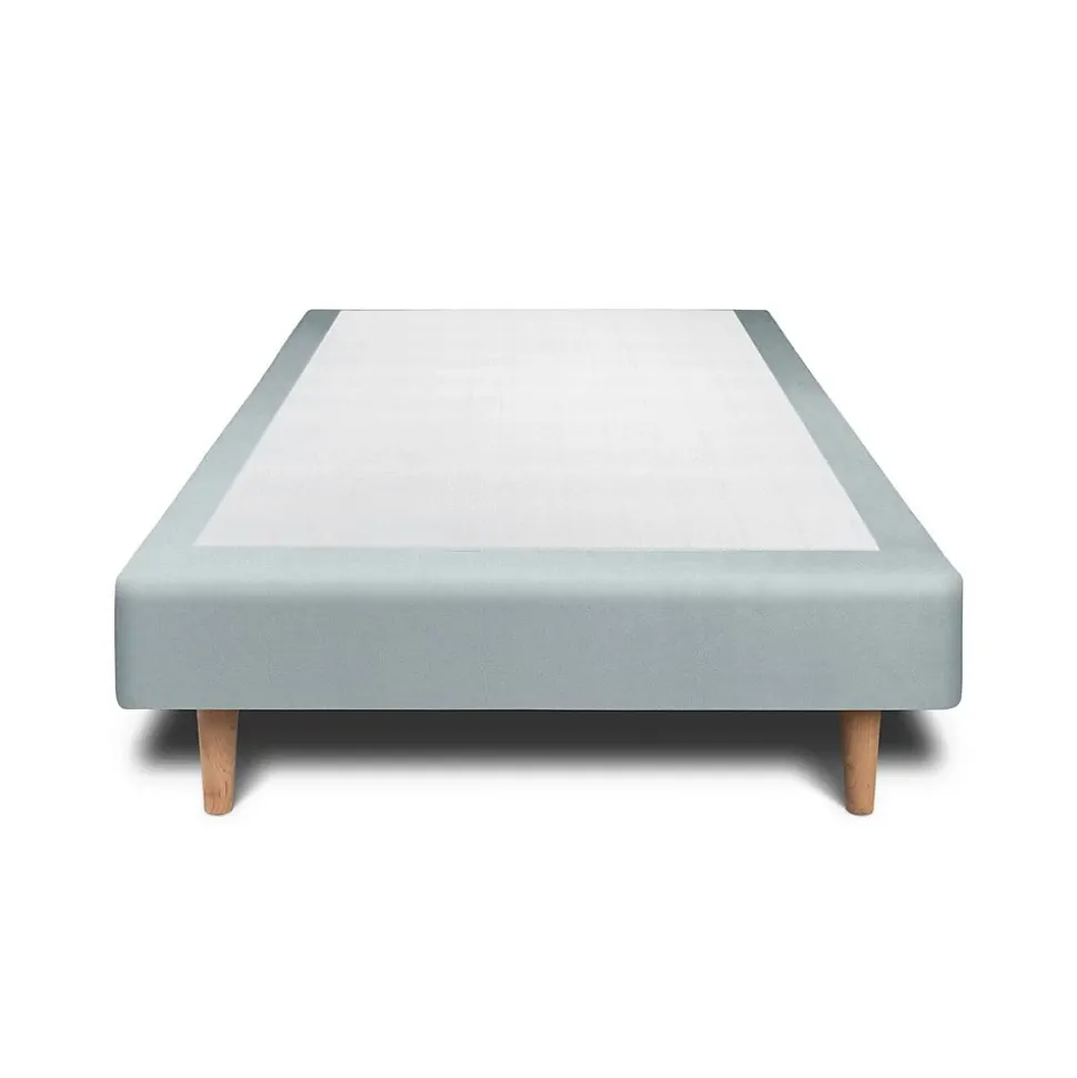 Lit avec tête de lit lignes velours et sommier tapissier - Lit en bois massif