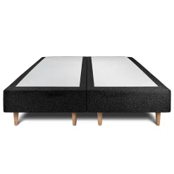 Lit avec tête de lit lignes bouclette et sommier tapissier - Lit en bois massif