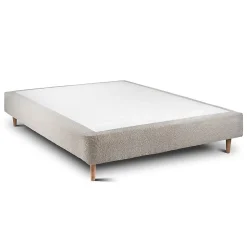 Lit avec tête de lit lignes bouclette et sommier tapissier - Lit en bois massif