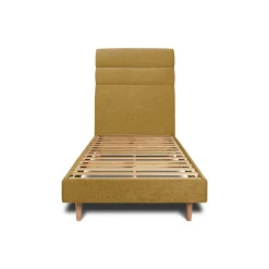 Lit avec tête de lit lignes tissu et sommier kit - Lit en bois massif