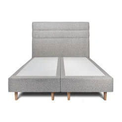 Lit avec tête de lit lignes bouclette et sommier tapissier - Lit en bois massif