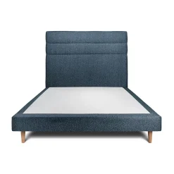 Lit avec tête de lit lignes bouclette et sommier tapissier - Lit en bois massif