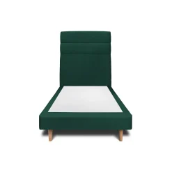 Lit avec tête de lit lignes velours et sommier tapissier - Lit en bois massif