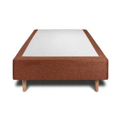 Lit avec tête de lit lignes bouclette et sommier tapissier - Lit en bois massif