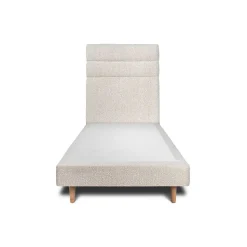 Lit avec tête de lit lignes bouclette et sommier tapissier - Lit en bois massif